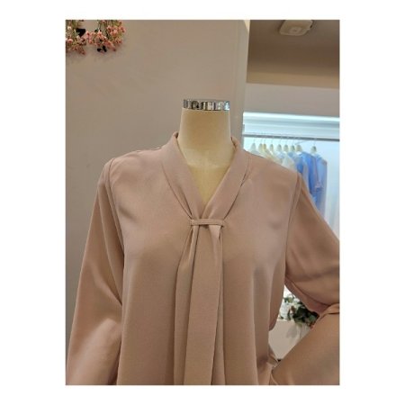 베이직 타이 긴팔 블라우스