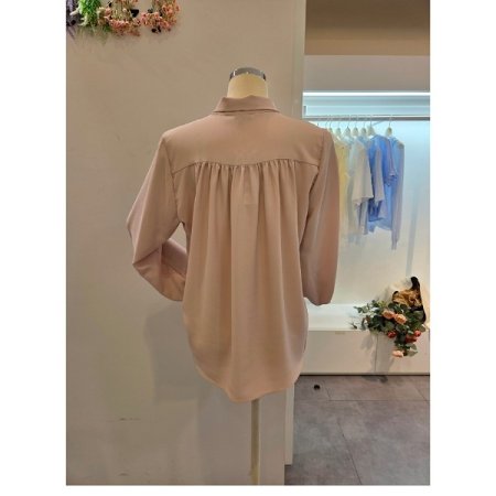 베이직 타이 긴팔 블라우스