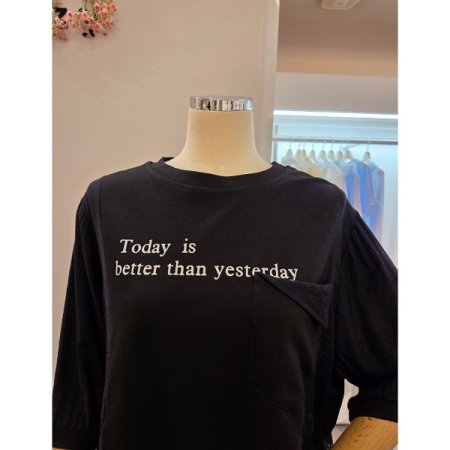 사이드 스트링 레터링 티셔츠