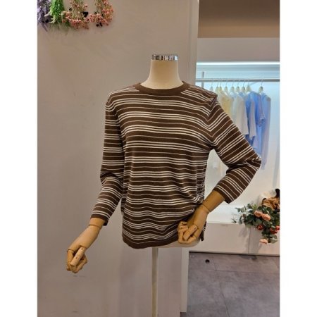 벨트 스트라이프 니트 세트