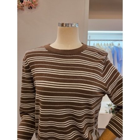 벨트 스트라이프 니트 세트