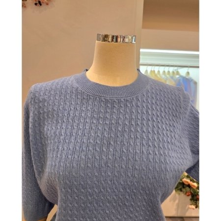 5부소매 미니 케이블 니트