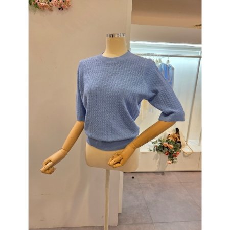 5부소매 미니 케이블 니트