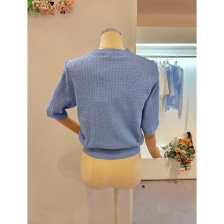 5부소매 미니 케이블 니트