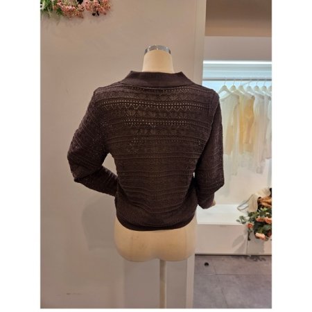 펀칭 카라 단추 가디건