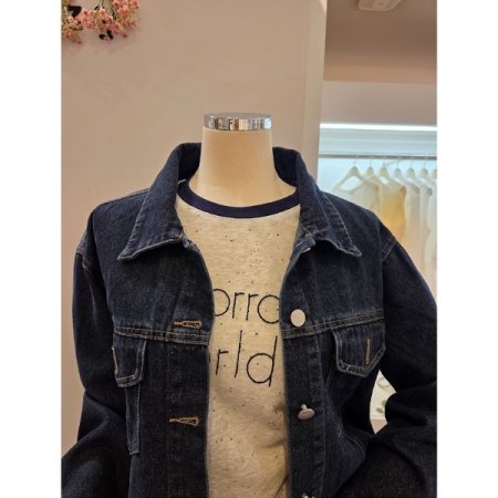 양포켓 숏 데님 자켓