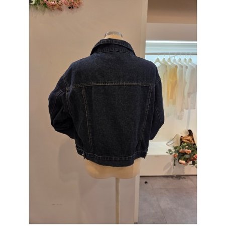 양포켓 숏 데님 자켓