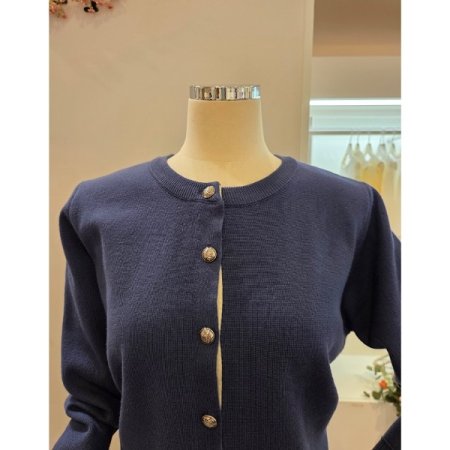 밑단 배색 라운드 가디건