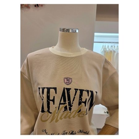 빅 레터링 7부소매 티셔츠