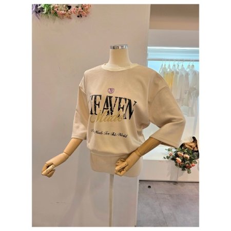 빅 레터링 7부소매 티셔츠