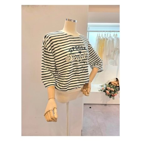 레터링 스트라이프 맨투맨티셔츠