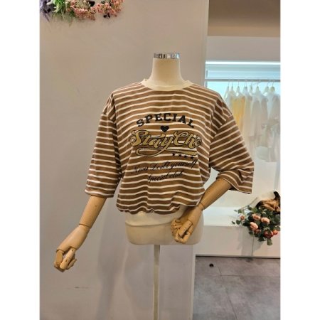 레터링 스트라이프 맨투맨티셔츠