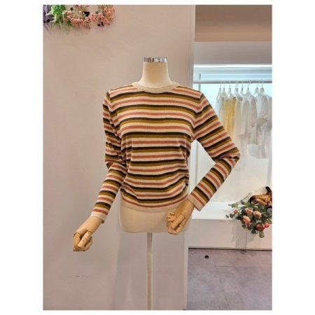 미니 스트라이프 라운드 니트