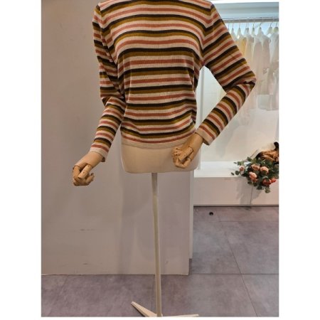 미니 스트라이프 라운드 니트