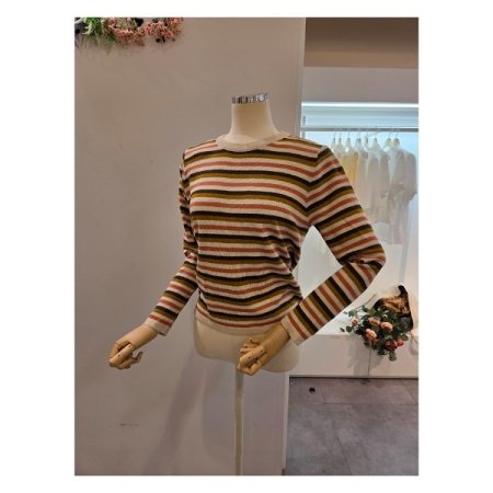 미니 스트라이프 라운드 니트