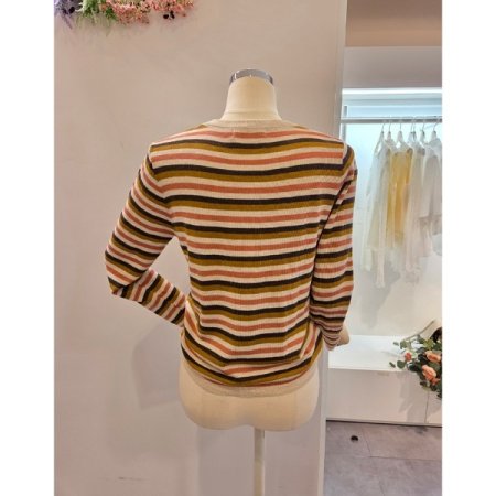 미니 스트라이프 라운드 니트