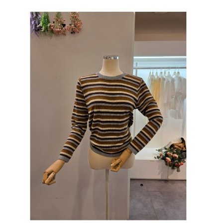 미니 스트라이프 라운드 니트