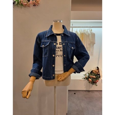 양 포켓 숏 데님 자켓