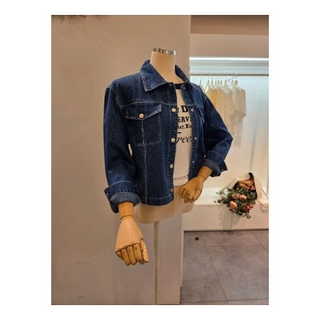 양 포켓 숏 데님 자켓