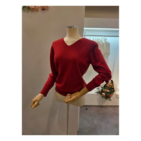 브이넥 무지 기본 니트