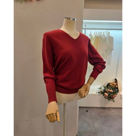 브이넥 무지 기본 니트