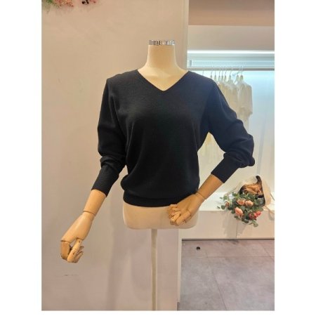 브이넥 무지 기본 니트