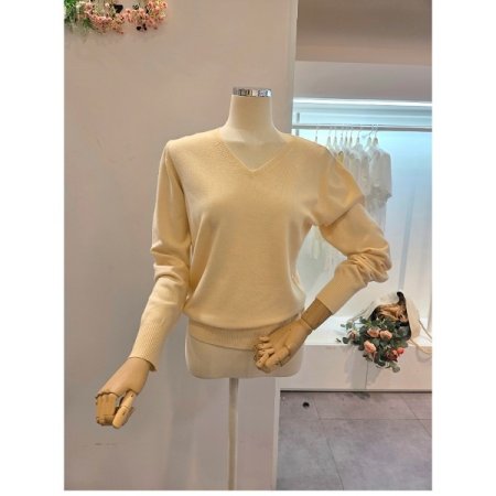 브이넥 무지 기본 니트