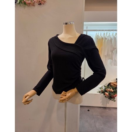 사이드 스트링 언발 티셔츠