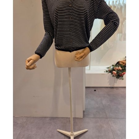 미니 줄무늬 라운드 가디건