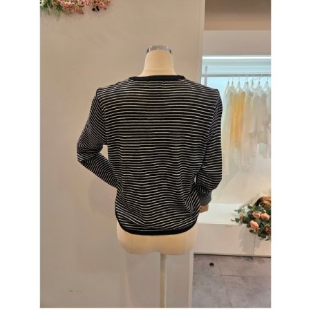 미니 줄무늬 라운드 가디건