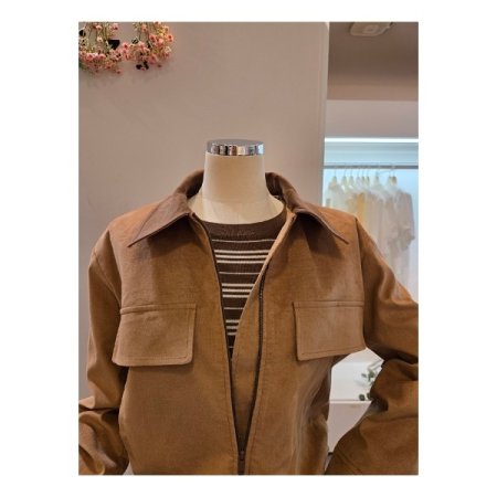 집업 카라 스웨이드 자켓