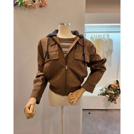 후드 집업 스웨이드 자켓