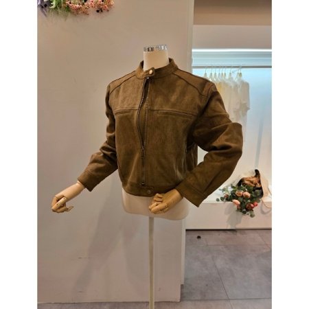 노카라 집업 스웨이드 자켓