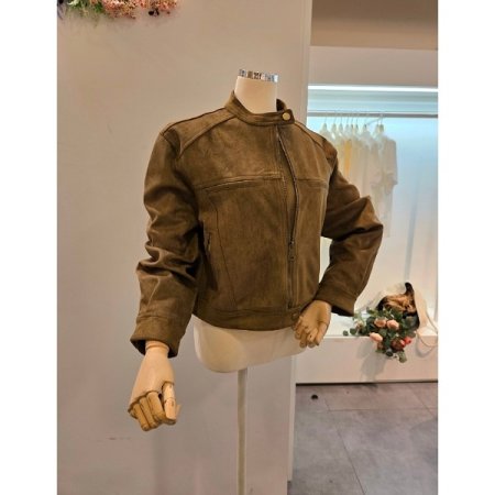 노카라 집업 스웨이드 자켓