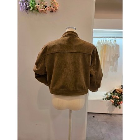 노카라 집업 스웨이드 자켓