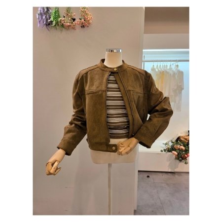 노카라 집업 스웨이드 자켓