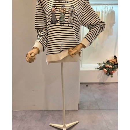 스트라이프 프린트 맨투맨티셔츠