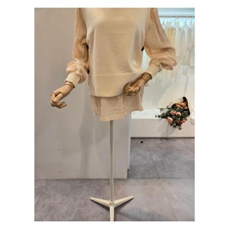 무지 니트 조끼 셔츠 세트