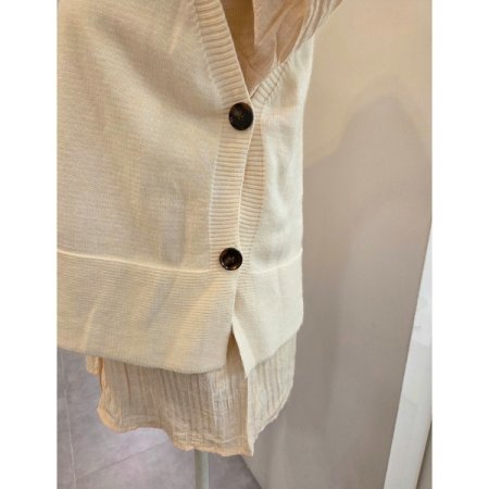 무지 니트 조끼 셔츠 세트