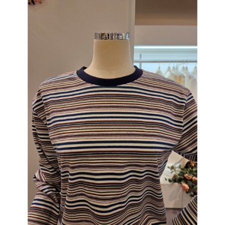 컬러 스트라이프 라운드 티셔츠