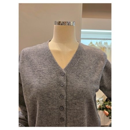 스트라이프 니트숄 브이넥 가디건