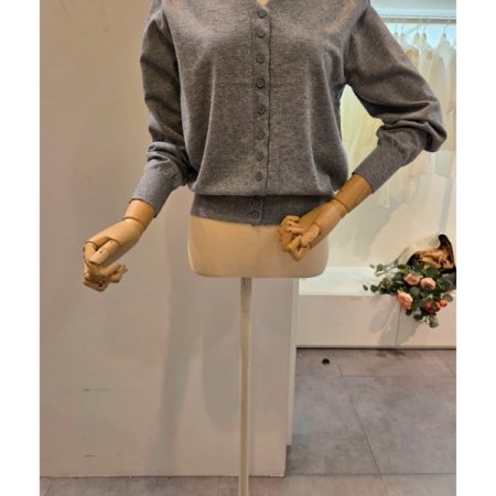 스트라이프 니트숄 브이넥 가디건