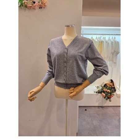 스트라이프 니트숄 브이넥 가디건