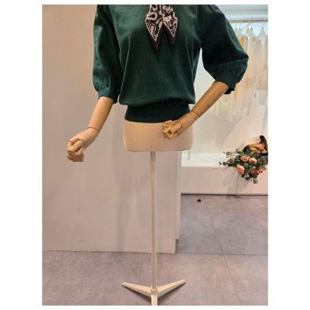 스카프 퍼프 소매 니트