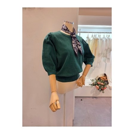 스카프 퍼프 소매 니트