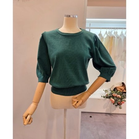 스카프 퍼프 소매 니트