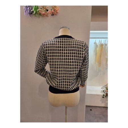 배색 격자패턴 가디건