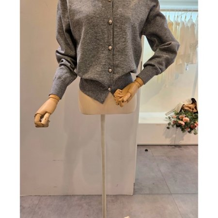 데님 카라 배색 가디건