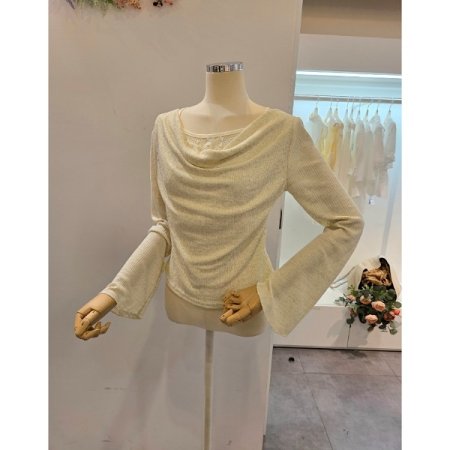 셔링 레이스 포인트 티셔츠