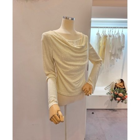 셔링 레이스 포인트 티셔츠